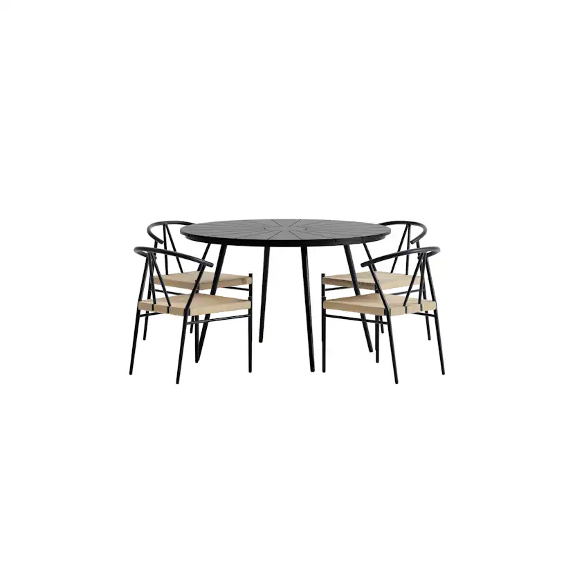 San Vito Table - Black with 4 Alfons Chair - Black Färg: Svart