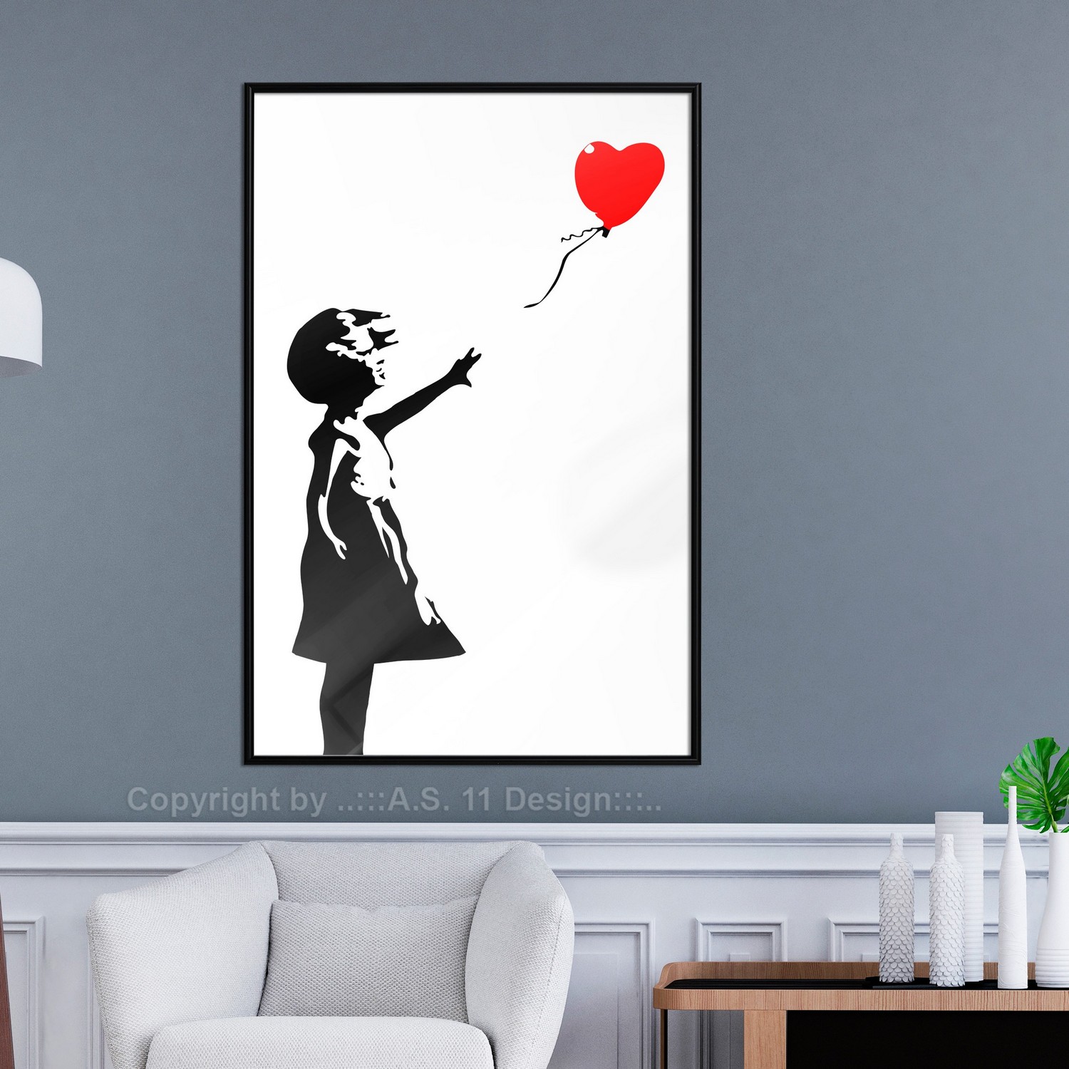 Poster Artgeist Affisch Little Girl with a Balloon