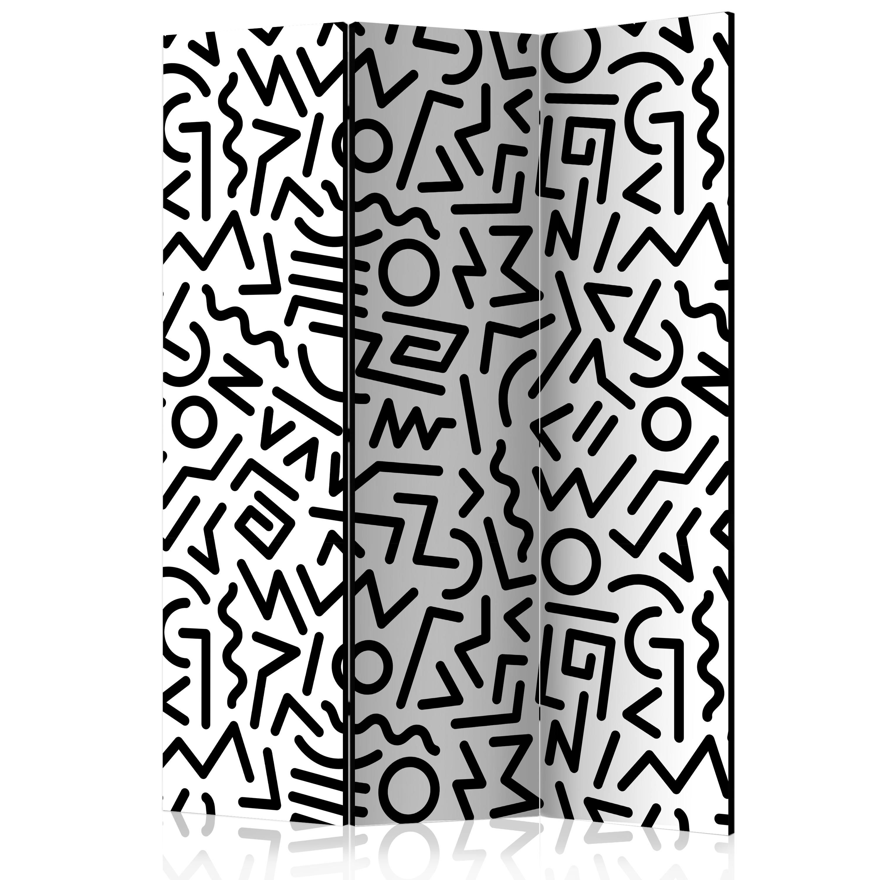 Rumsavdelare Skärmvägg Arkiio Black And White Maze 135x172 cm