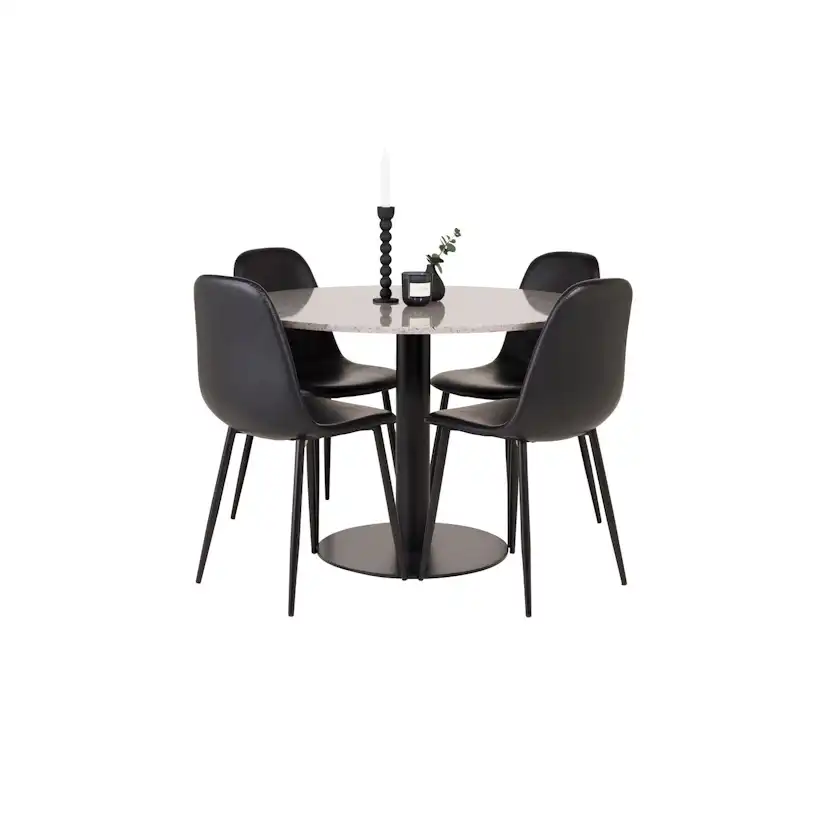 Matgrupp Venture Home Roxanna Grå Bord med 4 Pobbie Stolar Läder