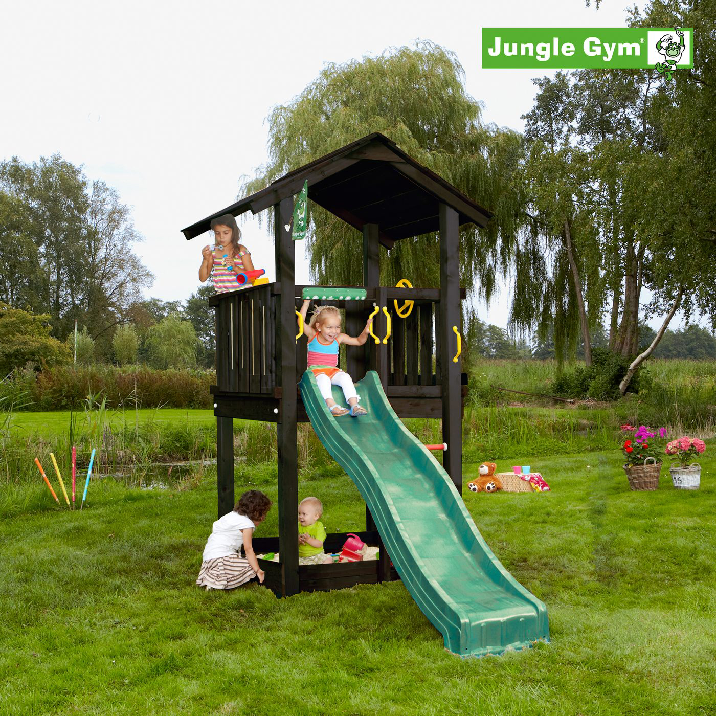 Lektorn Jungle Gym Casa inkl. rutschkana, grundmålat svart