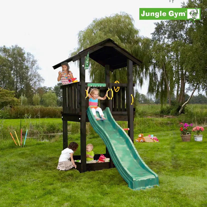 Lektorn Jungle Gym Casa inkl. rutschkana, grundmålat svart