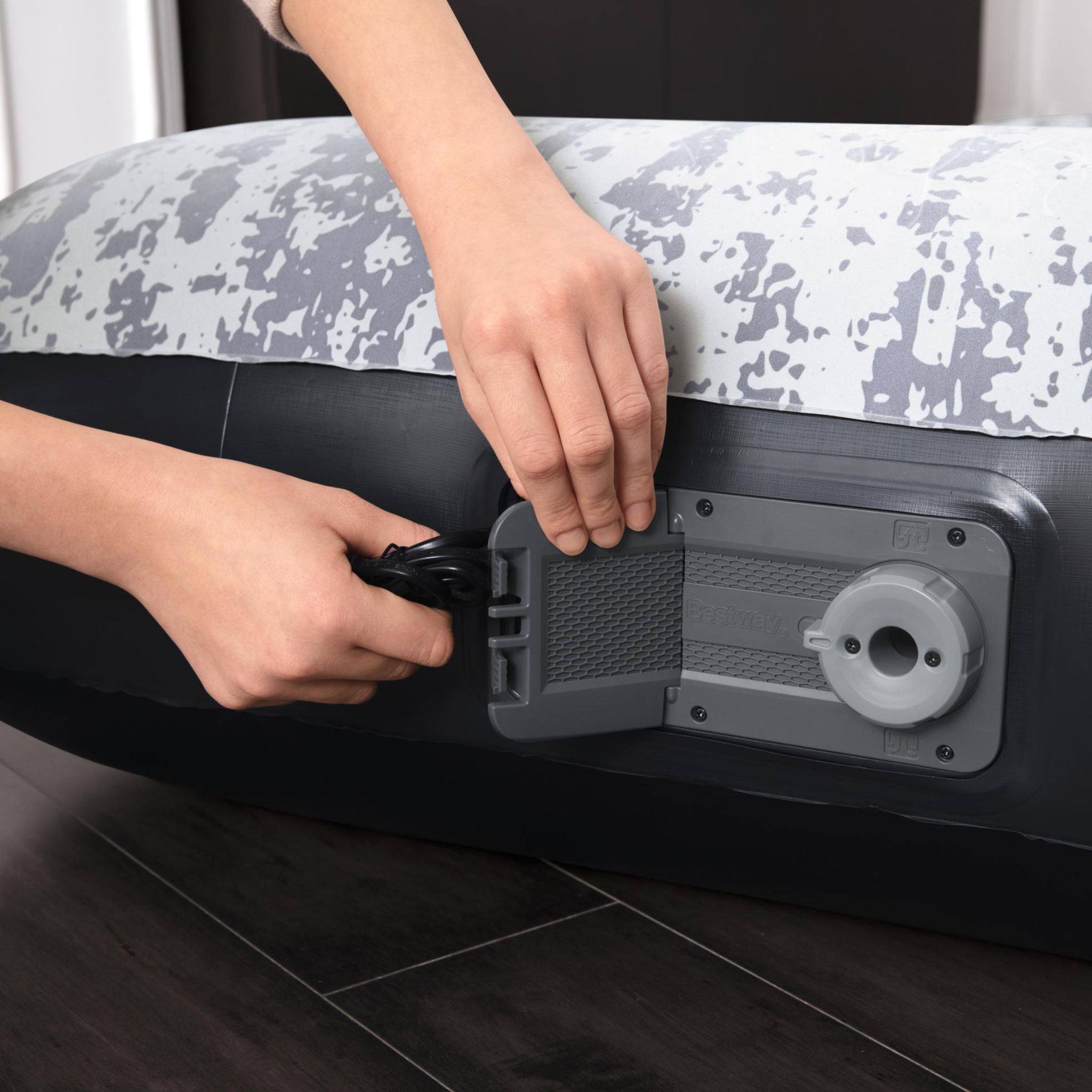 Uppblåsbar madrass Bestway Inbyggd Pump Tritech Airbed Twin Fashion Flock