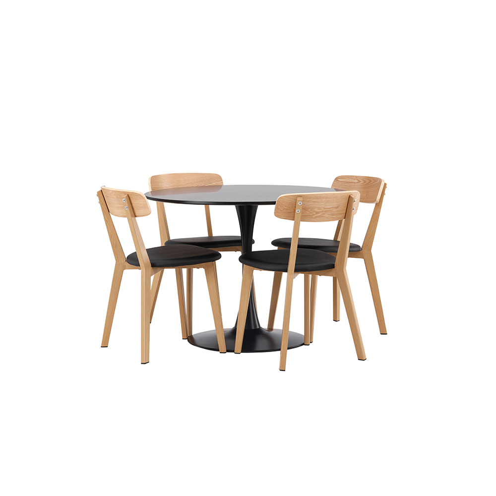 Matgrupp Venture Home Glade Ø 100 cm med 4 Sanjos Stolar