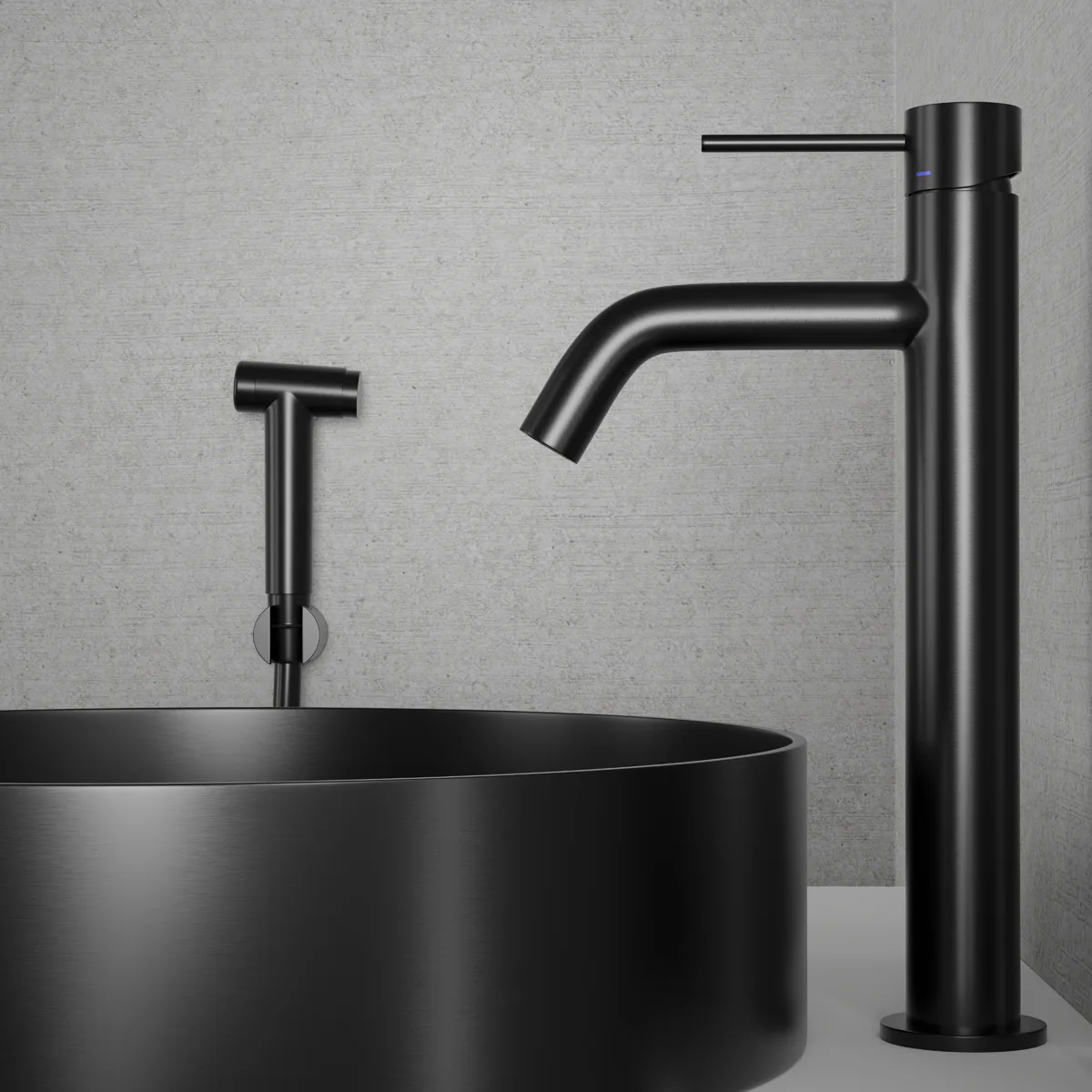 Tvättställsblandare Scandtap Steel Voyage High med Sidodusch