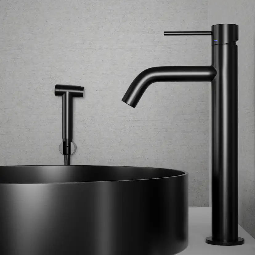 Tvättställsblandare Scandtap Steel Voyage High med Sidodusch