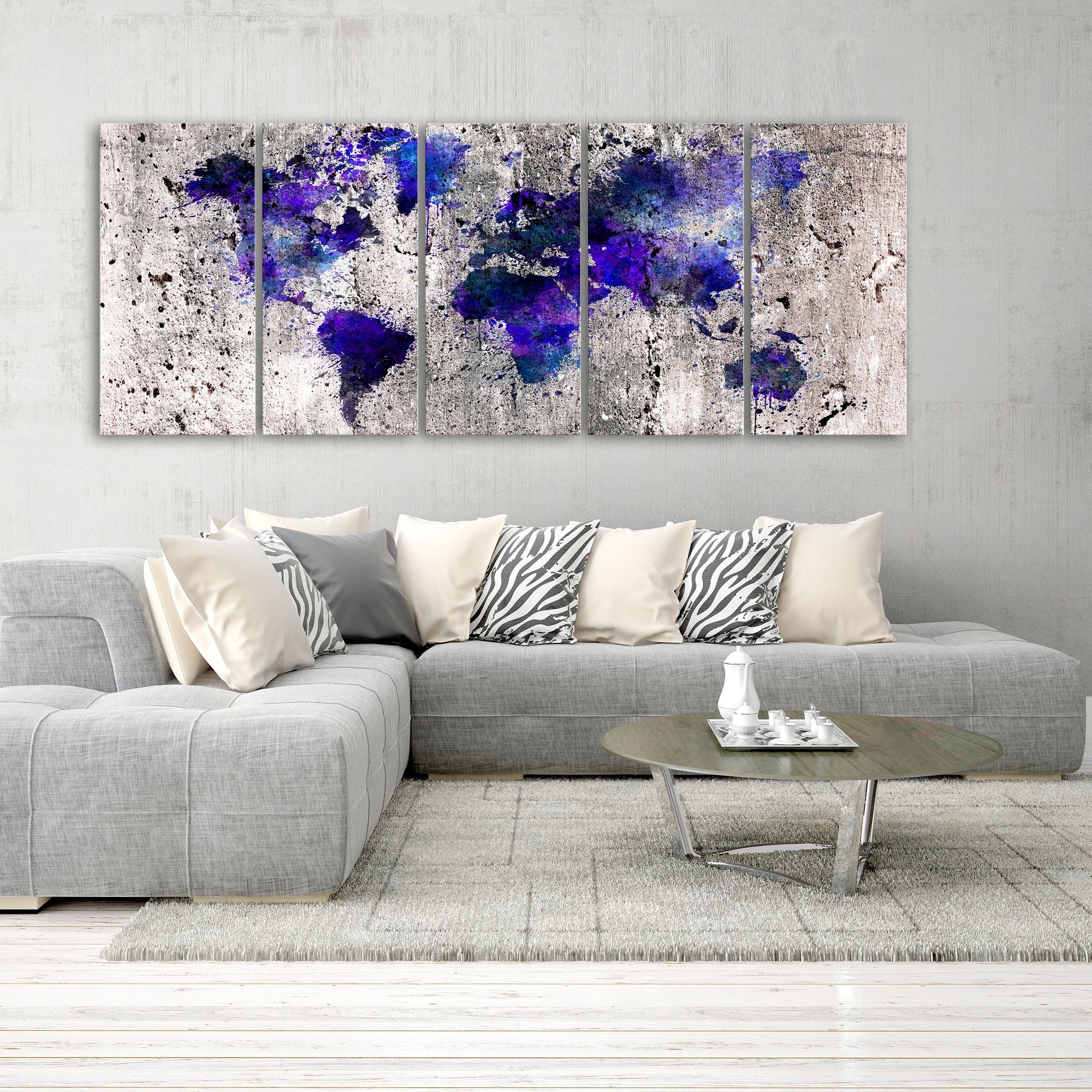 Tavla Arkiio World Map Ink Blots 5 delar