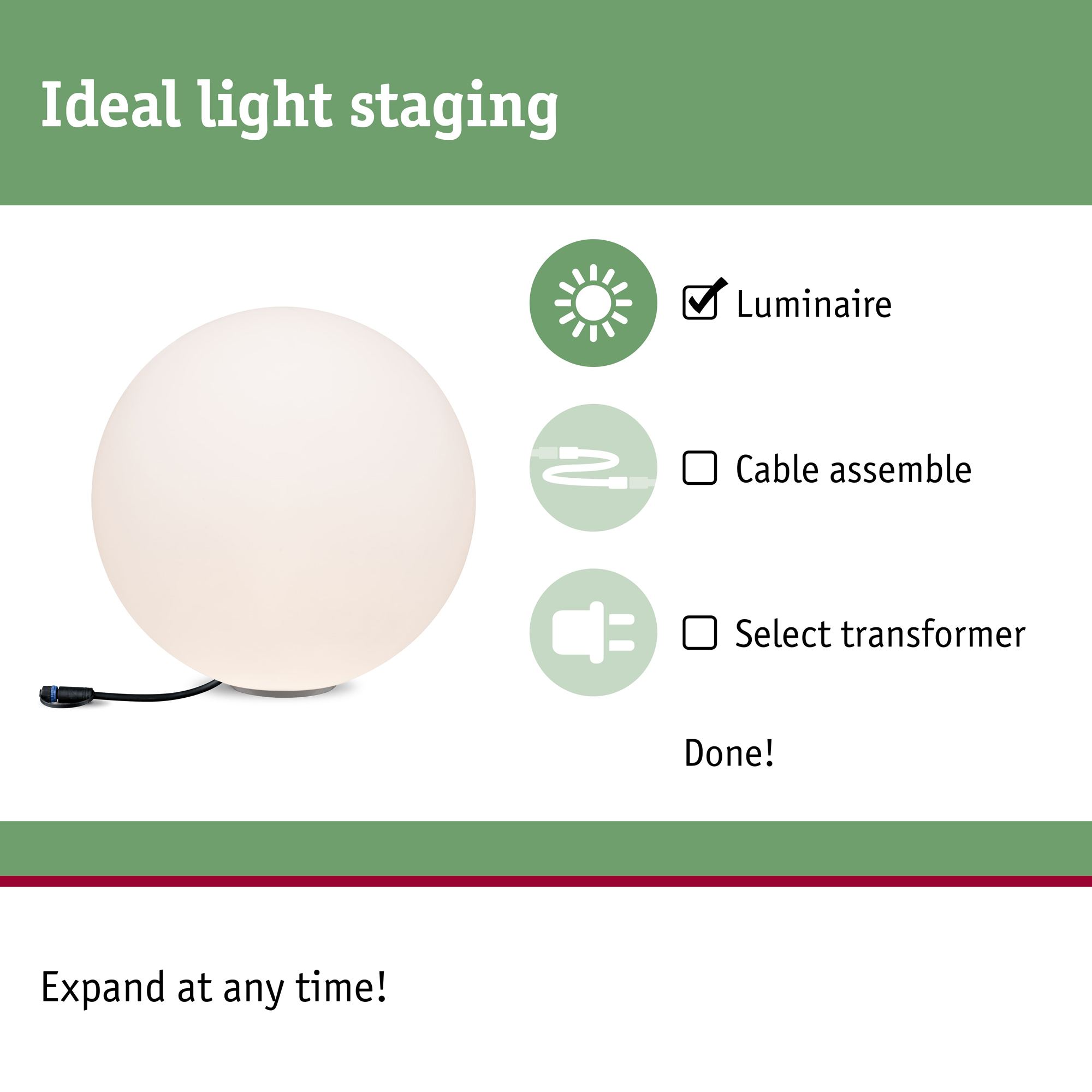 Dekorationsljus LED Paulmann Globe Plug & Shine IP67 24V Diameter: 400 mm