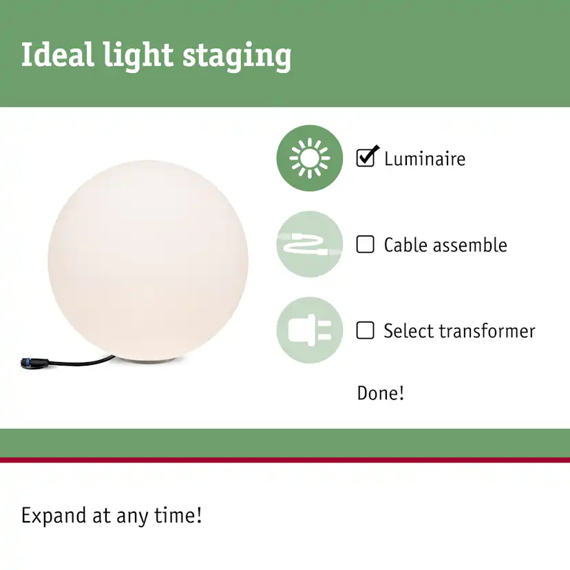 Dekorationsljus LED Paulmann Globe Plug & Shine IP67 24V Diameter: 400 mm