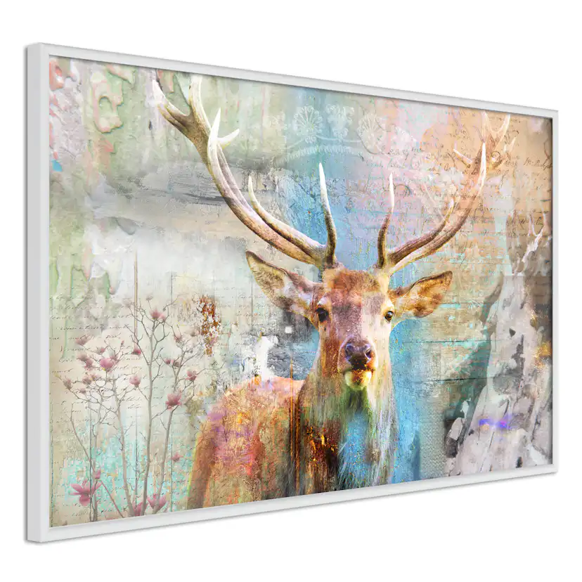 Poster Artgeist Affisch Deer on Wood