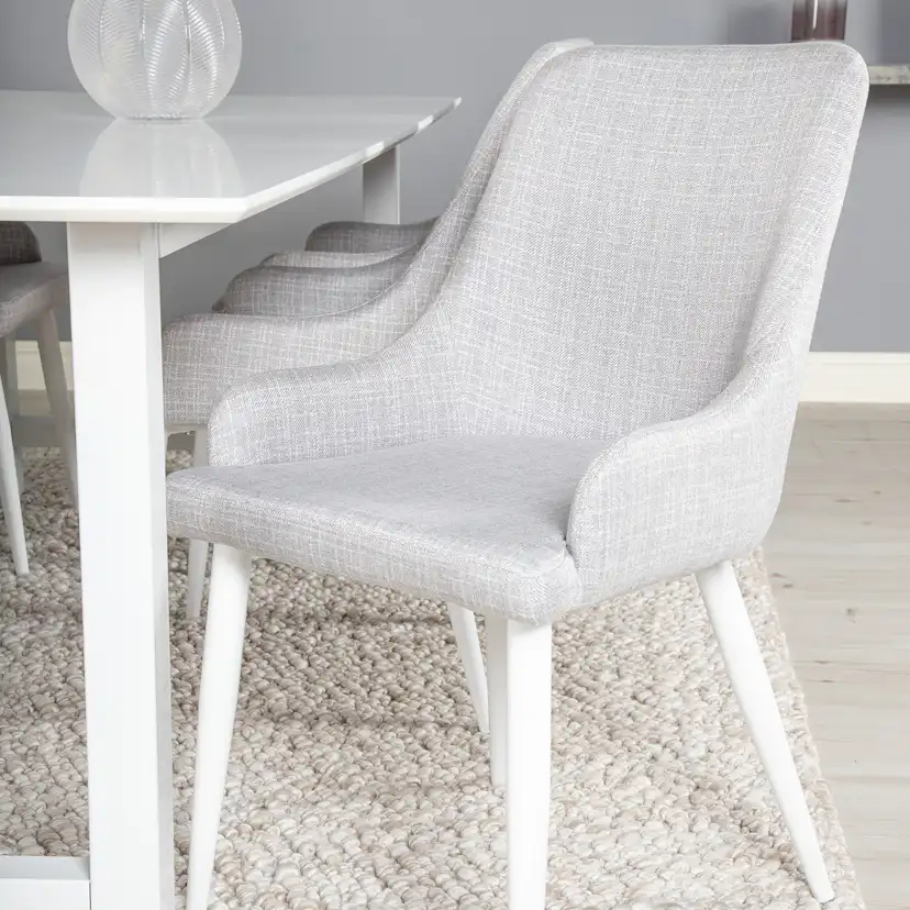 Count Dining Table 220x100 cm+Plaza Dining chair Vit/Ljusgrå