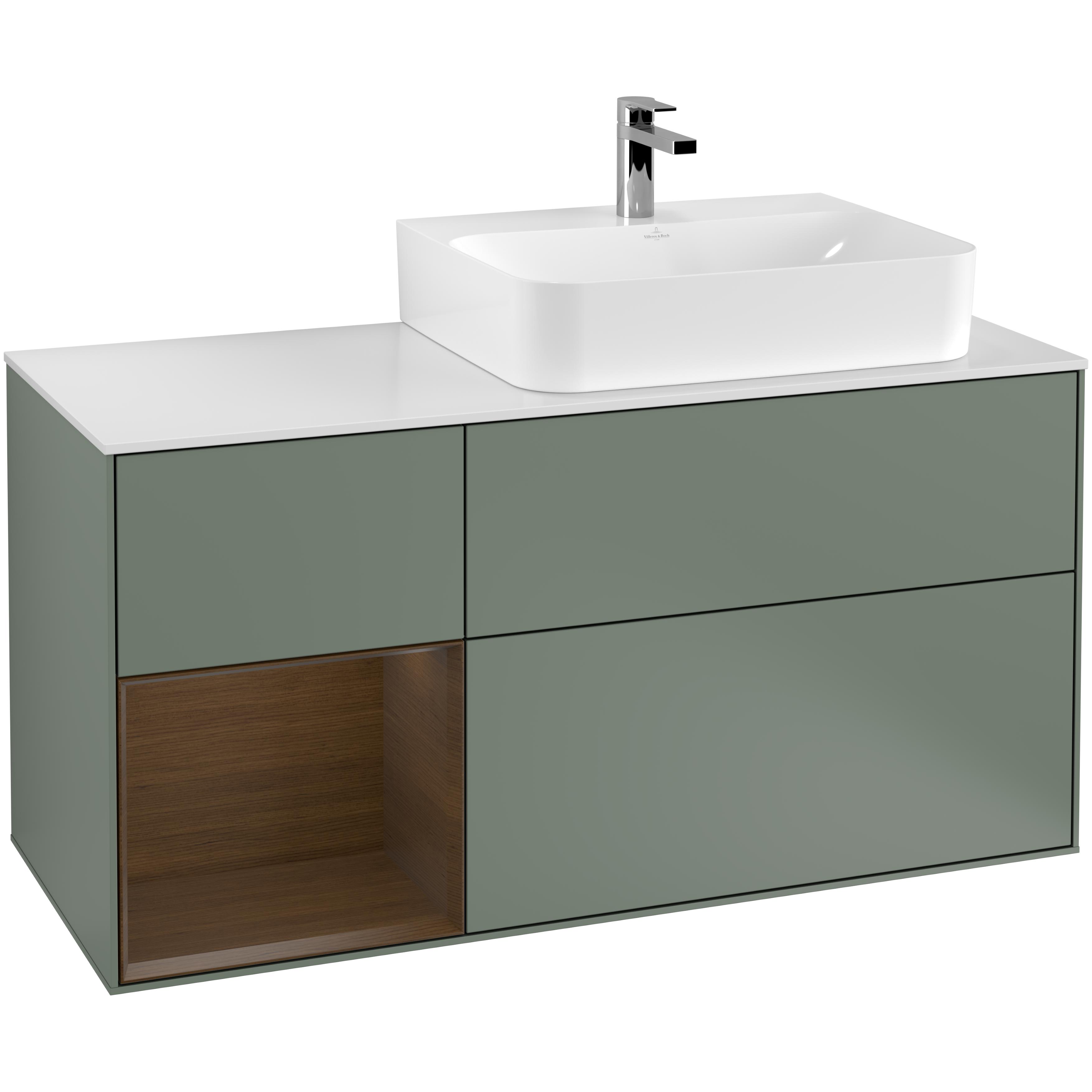 Tvättställsskåp Villeroy & Boch Finion med 3 Lådor Hylla och Bänkskiva för Ocentrerat Tvättställ