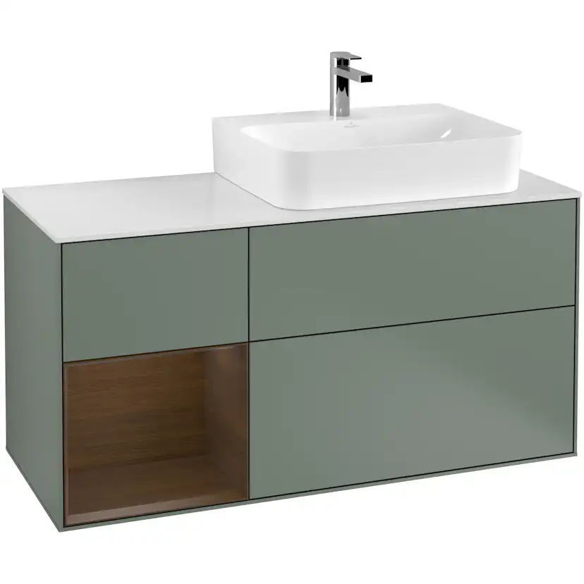 Tvättställsskåp Villeroy & Boch Finion med 3 Lådor Hylla och Bänkskiva för Ocentrerat Tvättställ