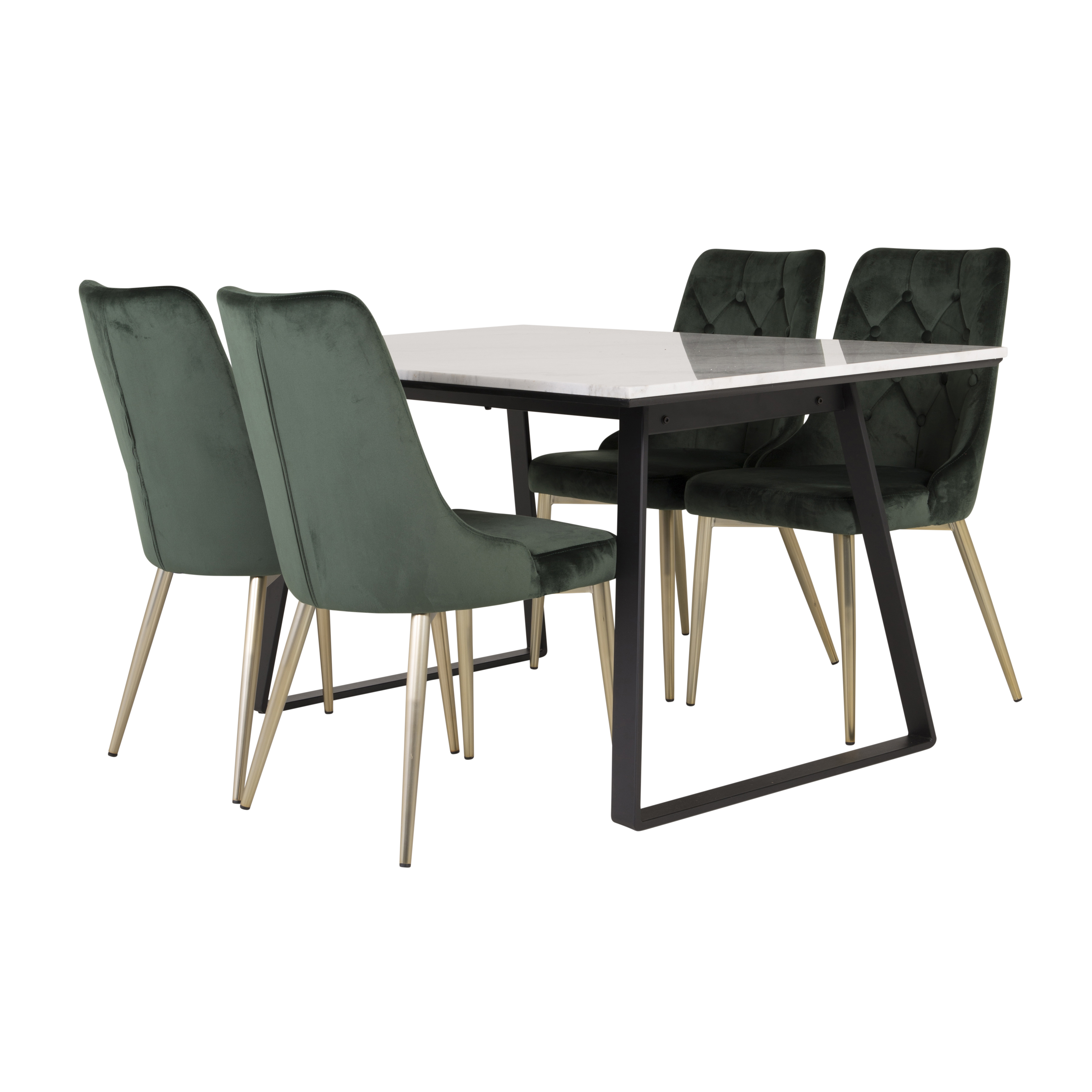 Matgrupp Venture Home Estelle 140 med 4 Vera Stolar Sammet/Mässing