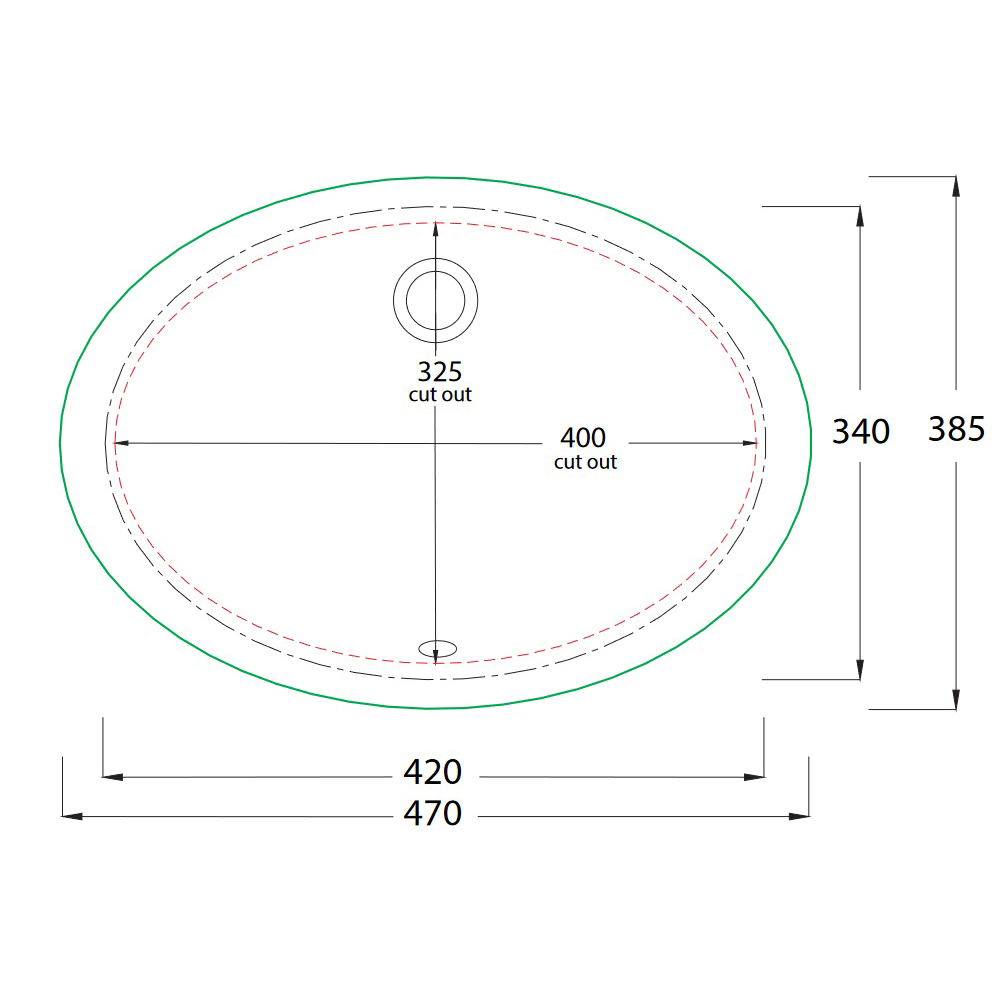 Tvättställ Lavabo Tea 205 470 mm 470x385x200 mm