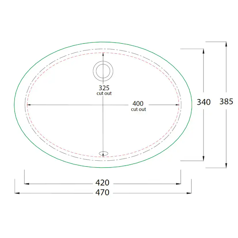 Tvättställ Lavabo Tea 205 470 mm 470x385x200 mm