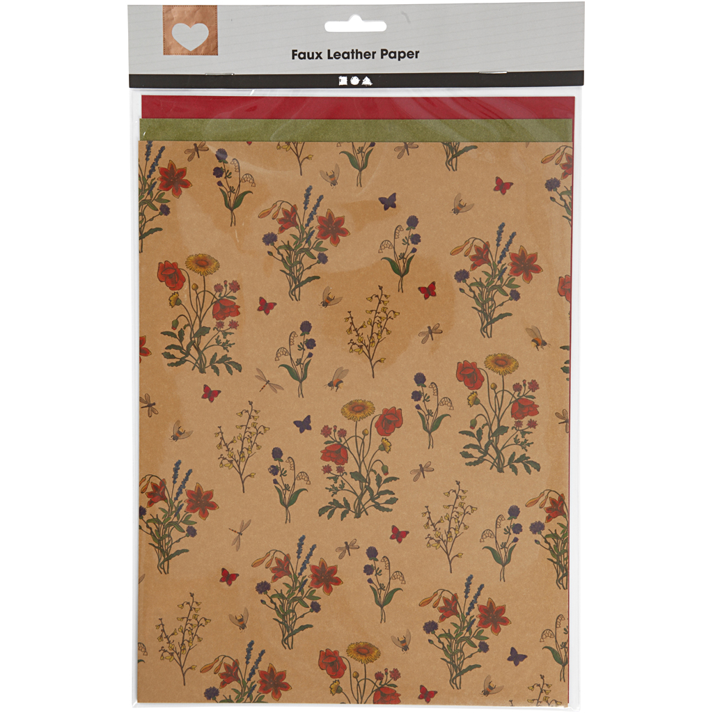 Läderpapper Creativ Company Enfärgad Folie Tryck Tjocklek 0,55 mm 3 Ark/1 Förp