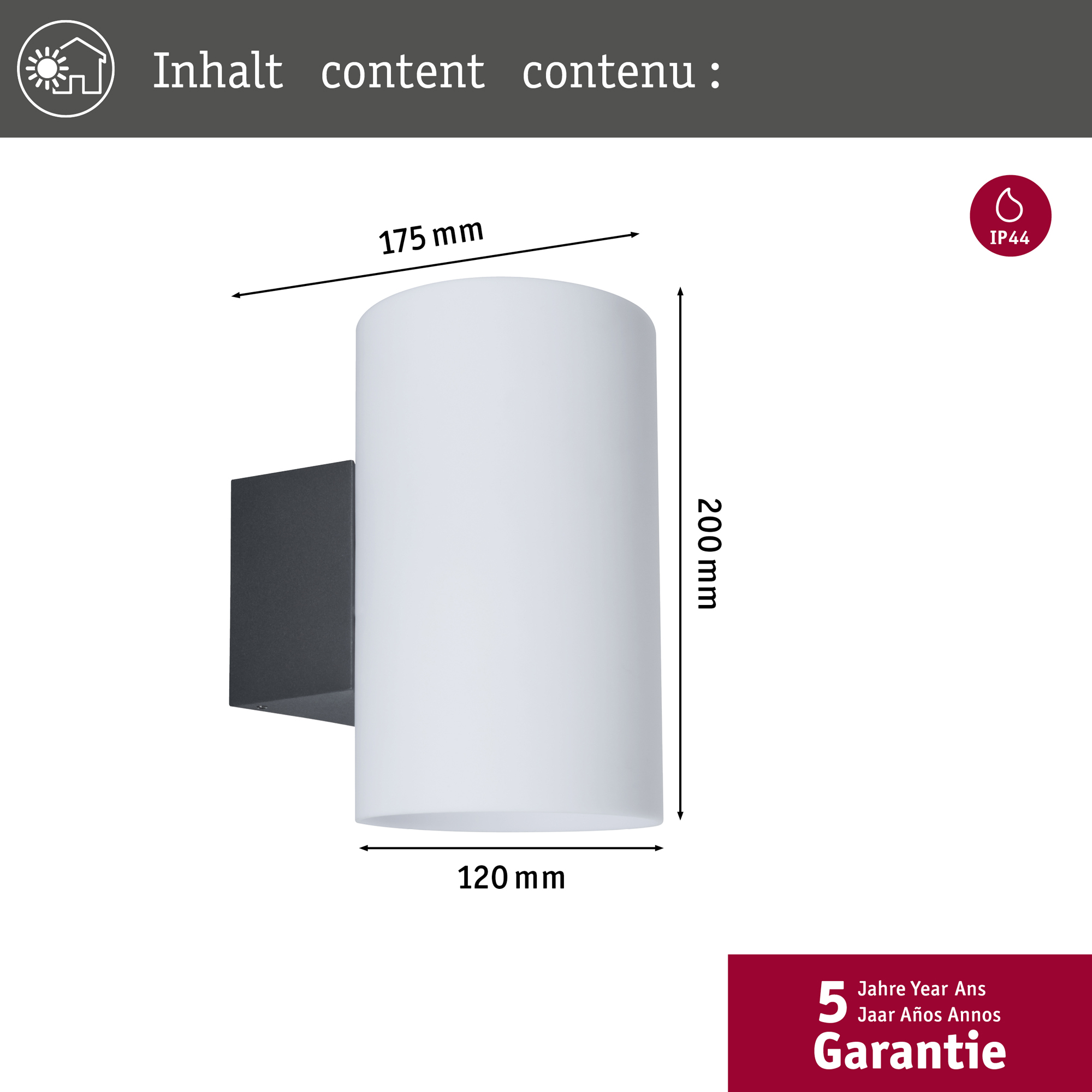 Fasadbelysning Paulmann Tube IP54 230V E27