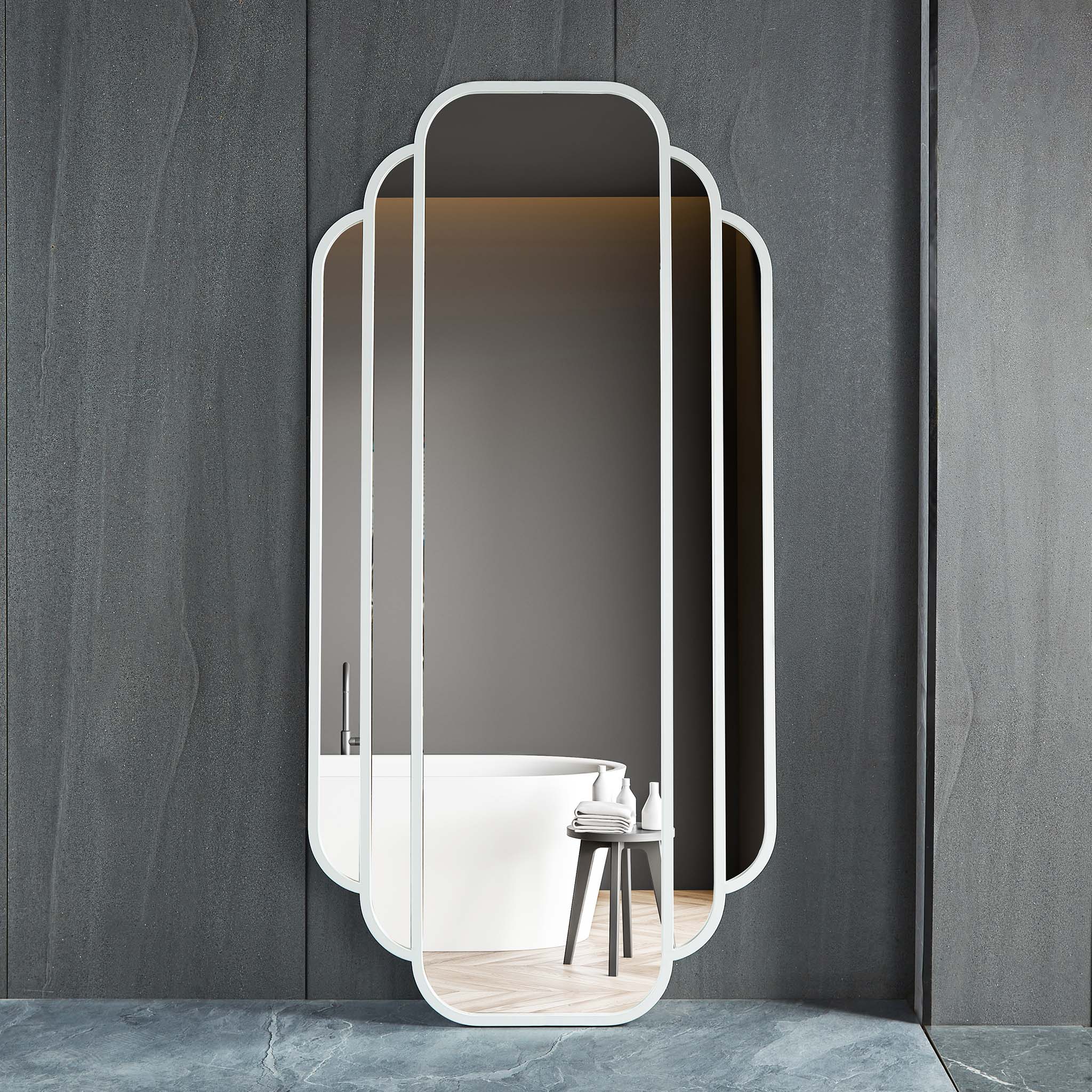 Hallspegel rund+sidodesign 900x1800mm - vit Vit