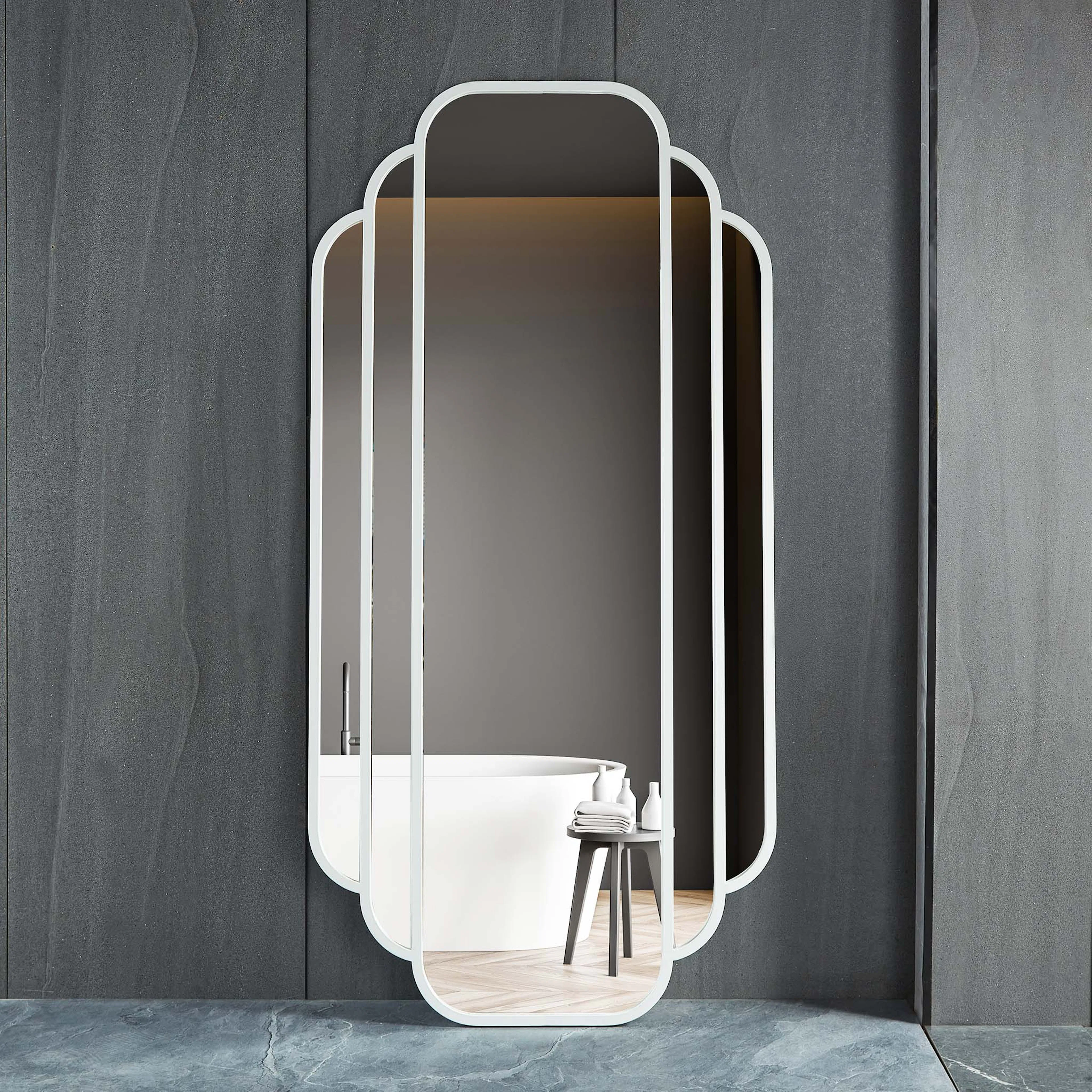 Hallspegel rund+sidodesign 900x1800mm - vit Vit