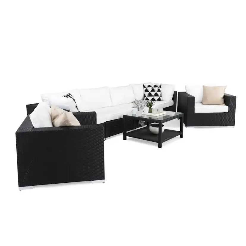 Loungegrupp Comfort Garden Bahamas 6-sits med Dubbla Fåtöljer och Bord med Hylla
