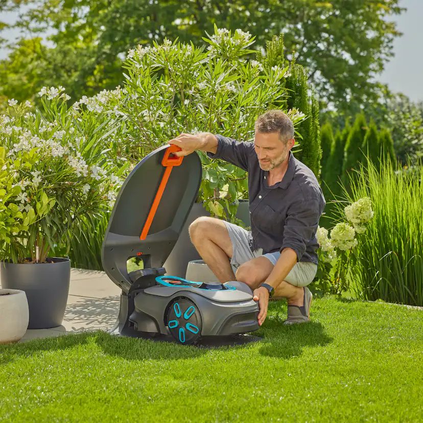 Robotgräsklippare Gardena Smart Sileno Free 1000 Utan Slinga Paket Med Robothus & Reservblad