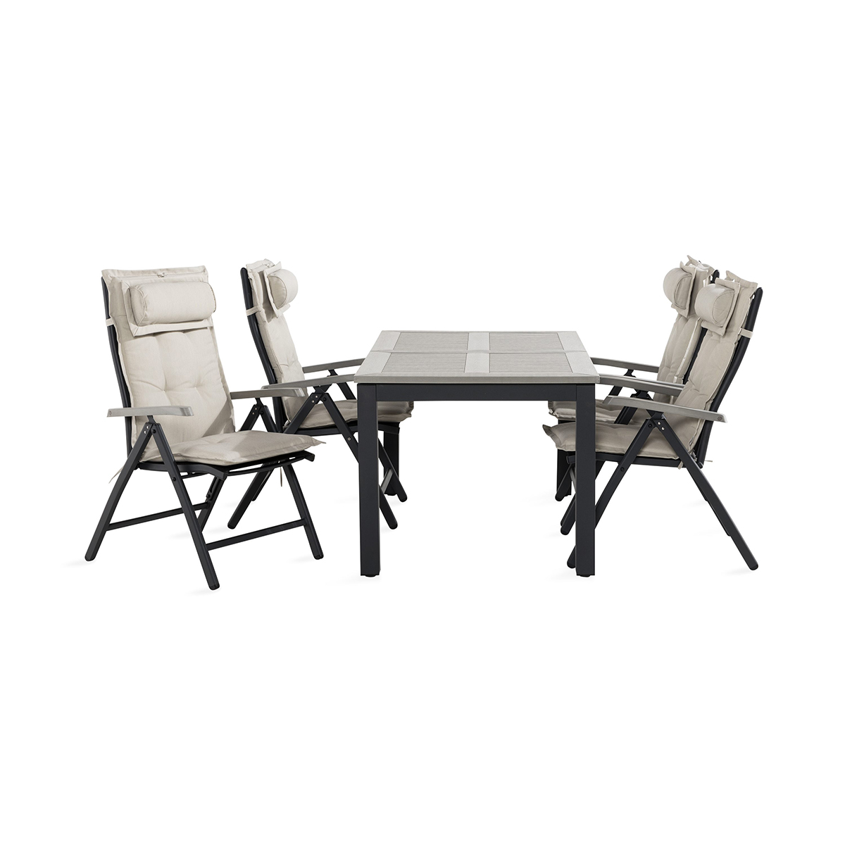 Trädgårdsgrupp Comfort Garden Monaco Matgrupp Utomhus 90x152-210 + 4 Positionsstolar m Dyna