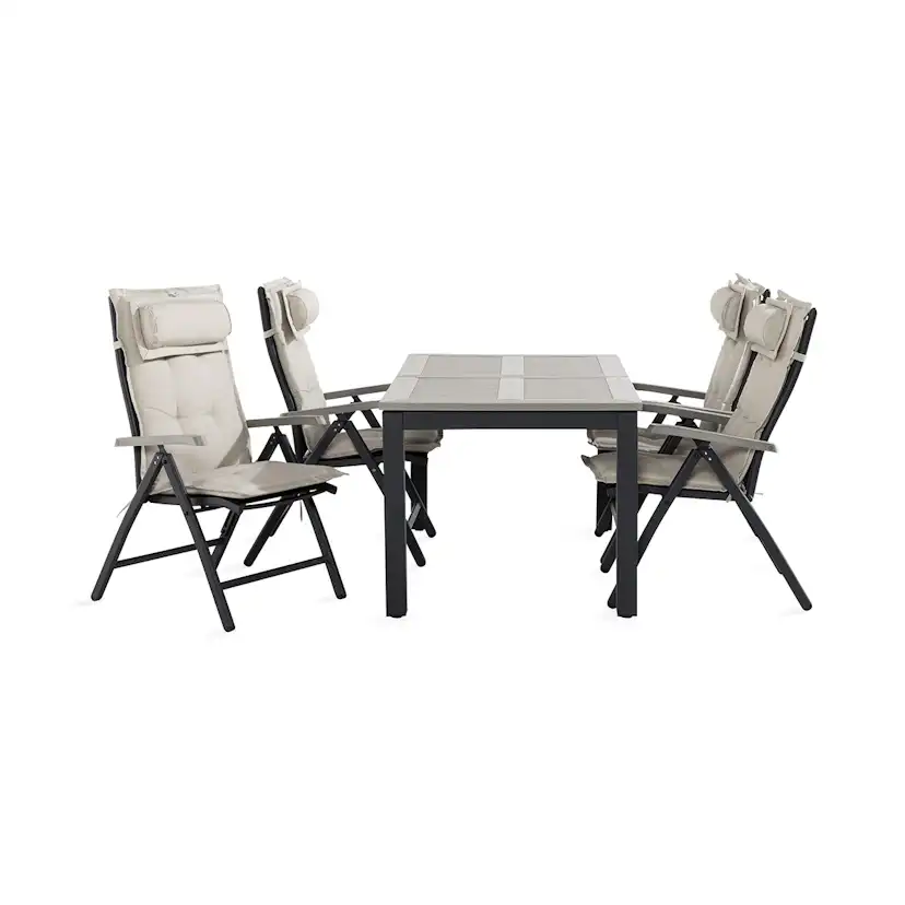 Trädgårdsgrupp Comfort Garden Monaco Matgrupp Utomhus 90x152-210 + 4 Positionsstolar m Dyna