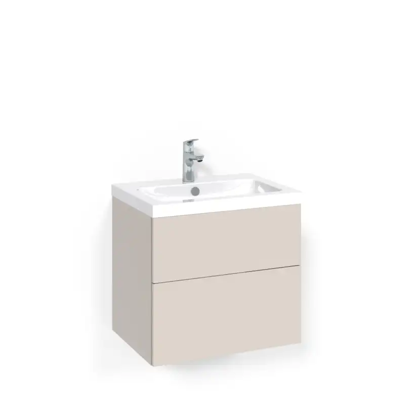 Crown Kommod 60x45 Beige Plain Push-open Light 45 Bredd 600 mm, Beige, Push Open, Enkelt tvättställ