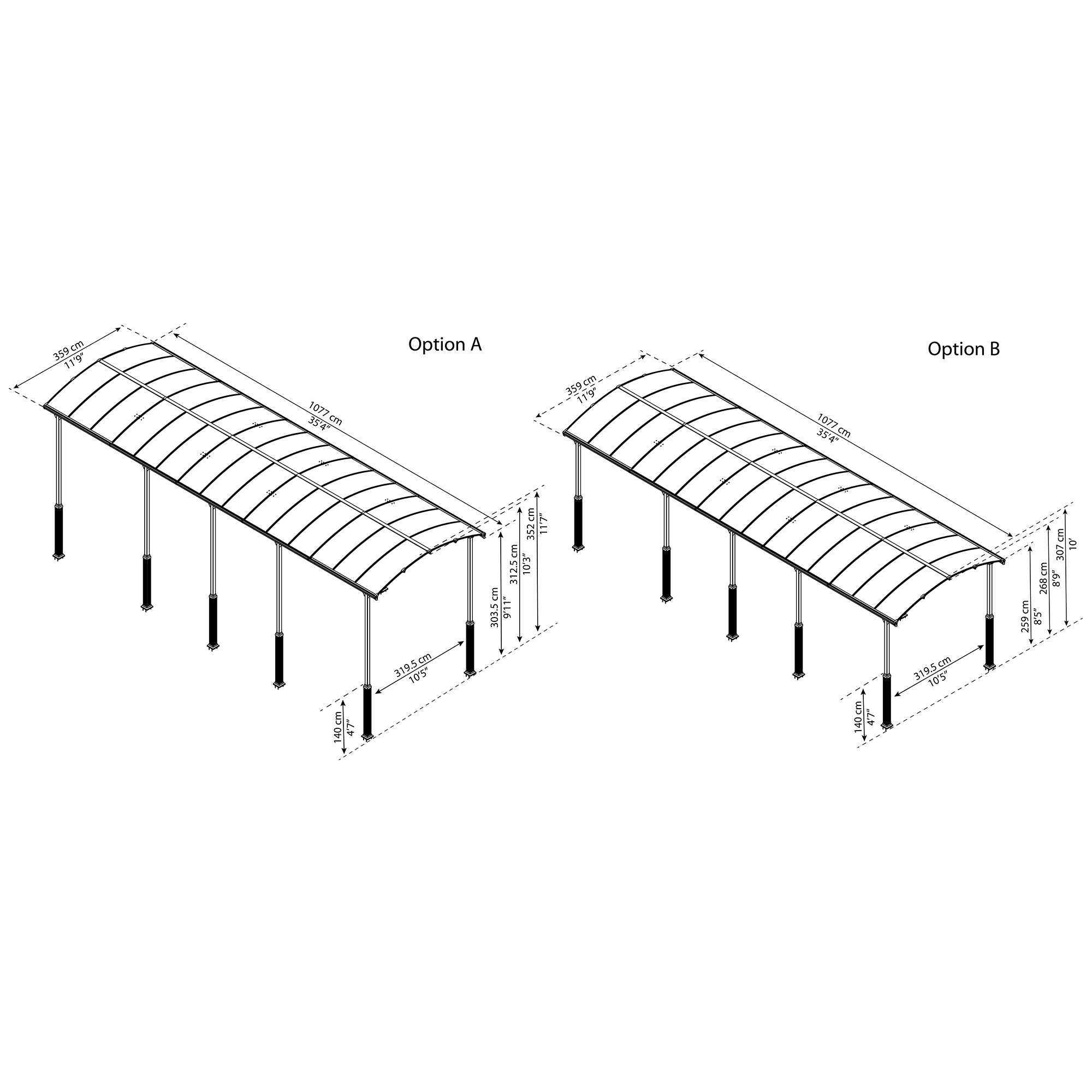 Carport Canopia by Palram Alpine I Metall För Husbil 3,6x11 m