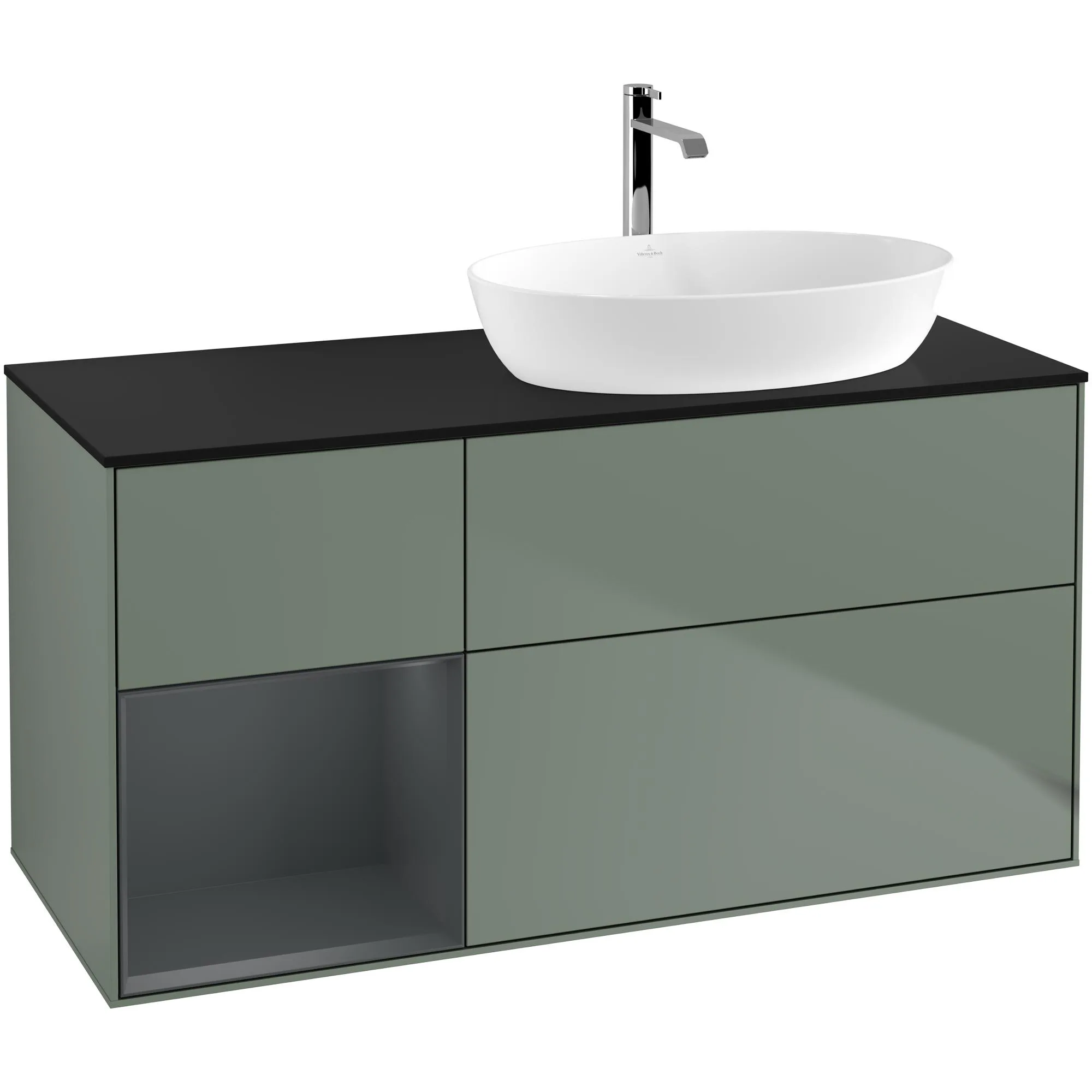 Tvättställsskåp Villeroy & Boch Finion med 3 Lådor Hylla och Bänkskiva för Ocentrerat Tvättställ från Artis & Collaro