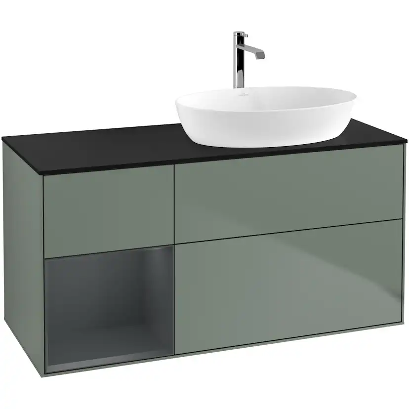 Tvättställsskåp Villeroy & Boch Finion med 3 Lådor Hylla och Bänkskiva för Ocentrerat Tvättställ från Artis & Collaro