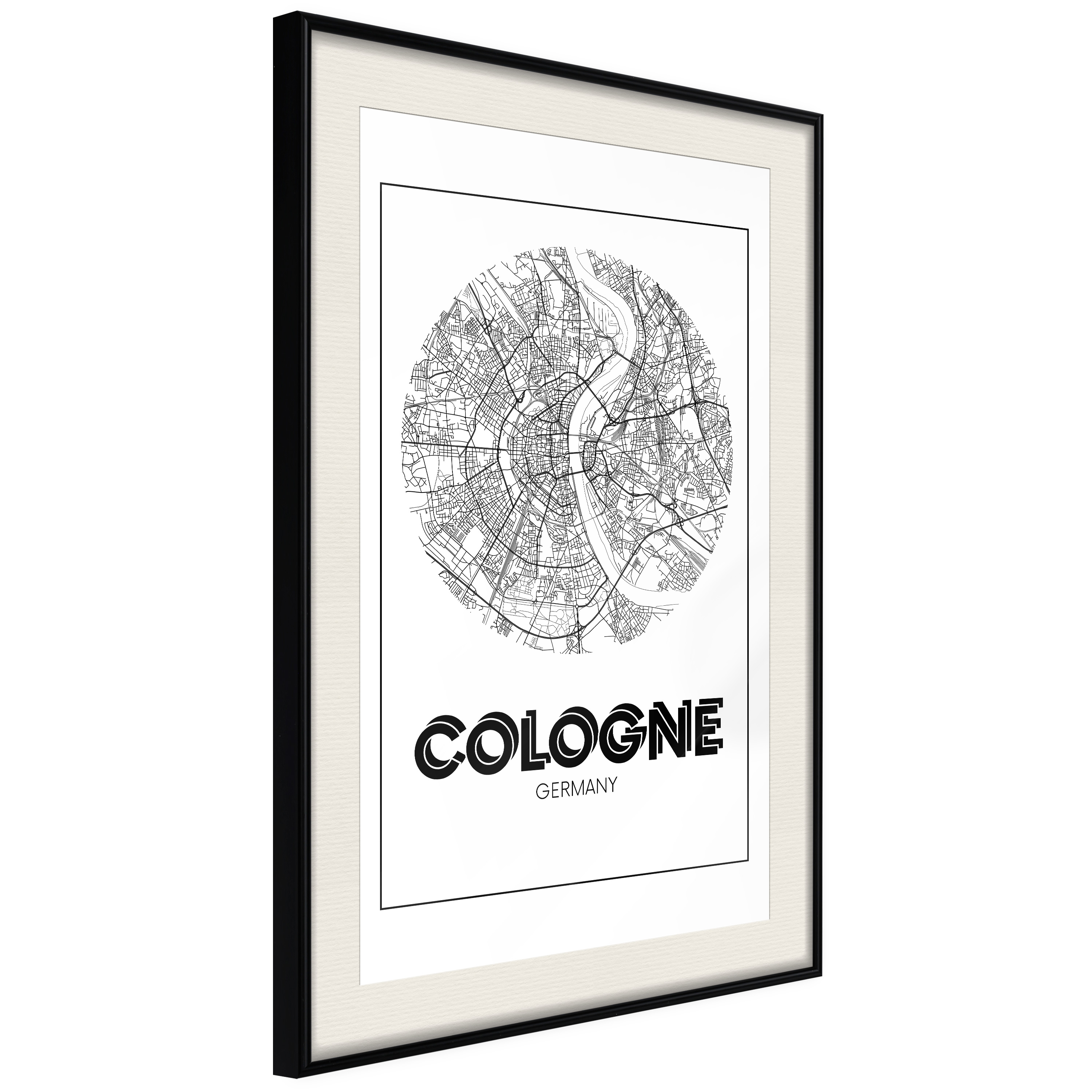 Affisch - Retro Cologne [Poster] 40x60 Svart ram med passepartout, 40x60 cm