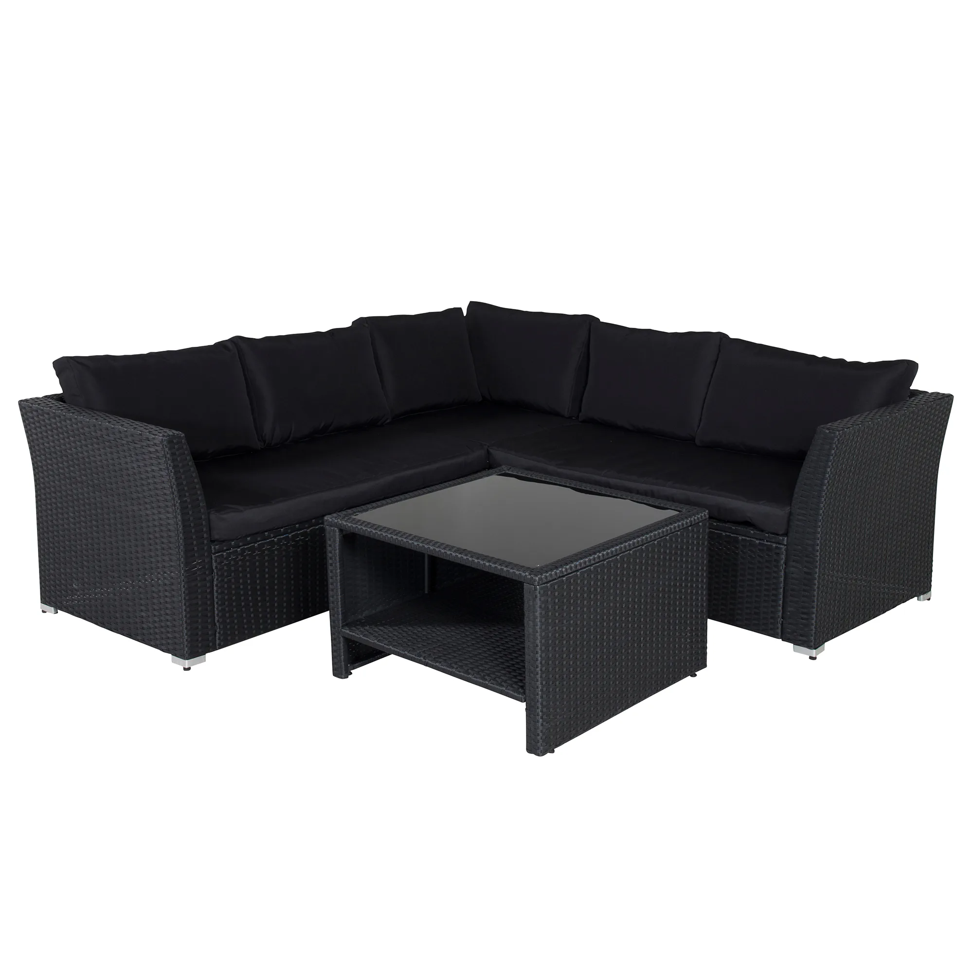 Haiti Sofa Set - Black Wicker / Black Cushion Svart