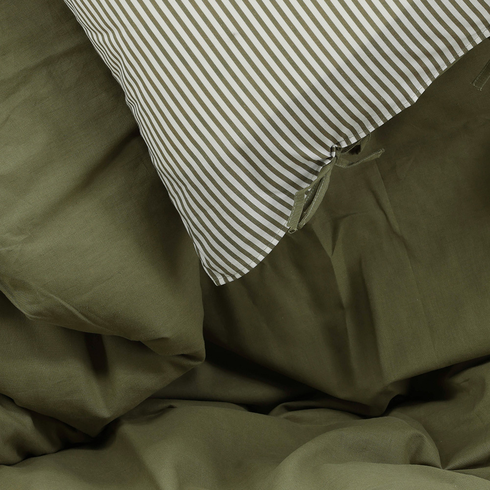 Jenna Bed Set Linen Cotton Green 240x220 cm Färg: Mörkgrön, Mått: 240x220 cm