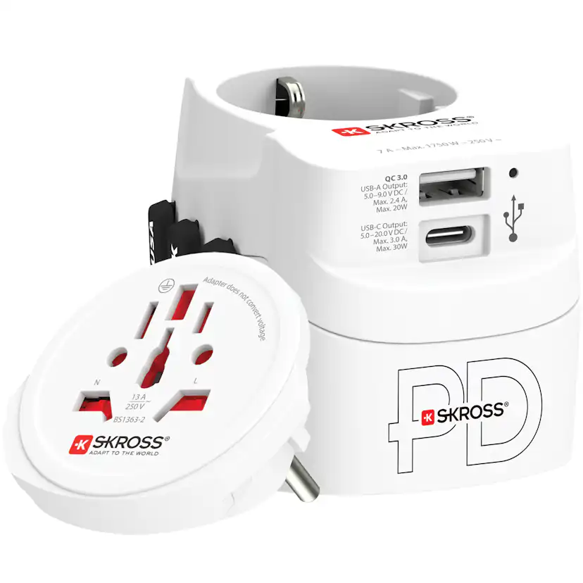 Reseadapter Skross PRO Light USB AC30PD World PD 30W Jordad