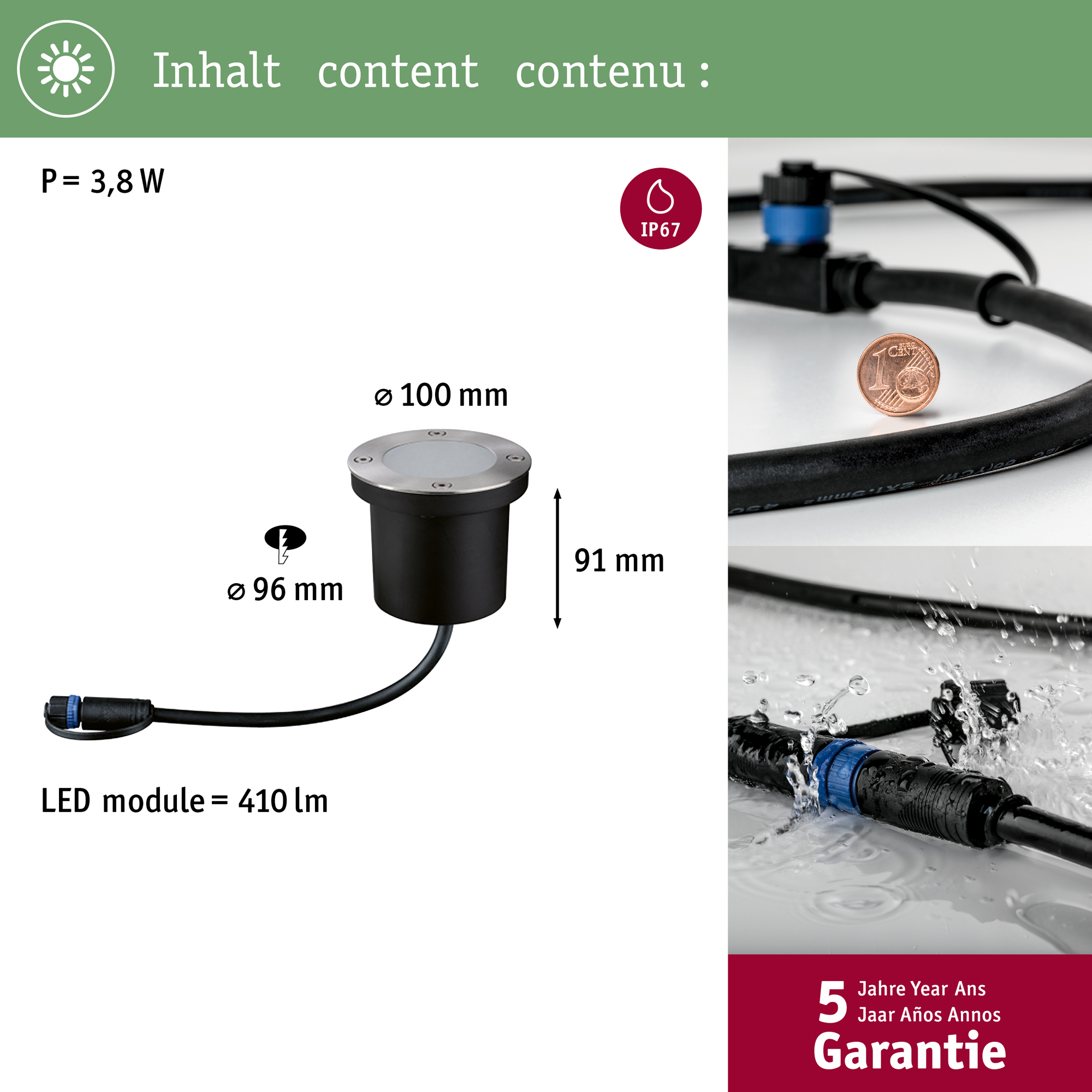 LED Infälld Markbelysning Paulmann Plug & Shine Floor Spot Rund IP67 24V
