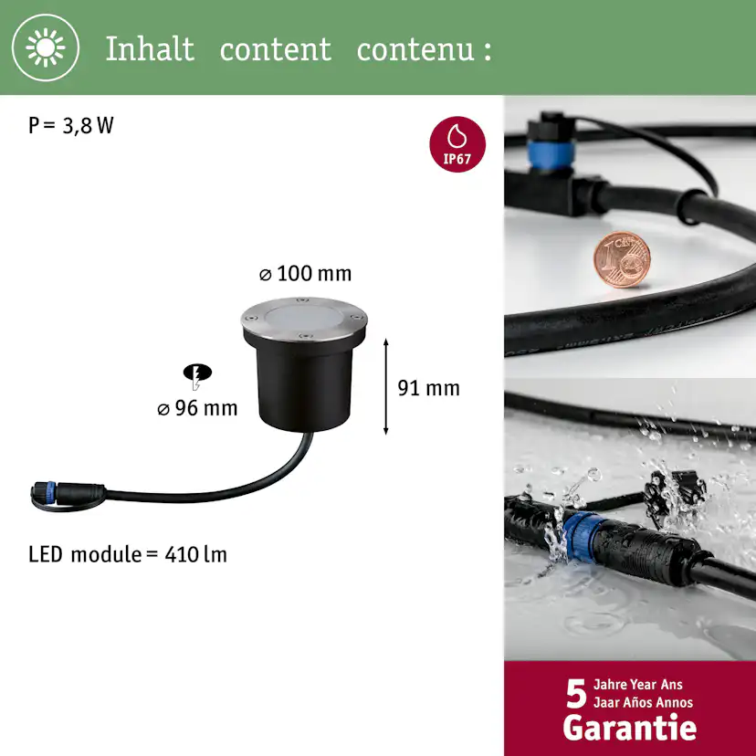 LED Infälld Markbelysning Paulmann Plug & Shine Floor Spot Rund IP67 24V