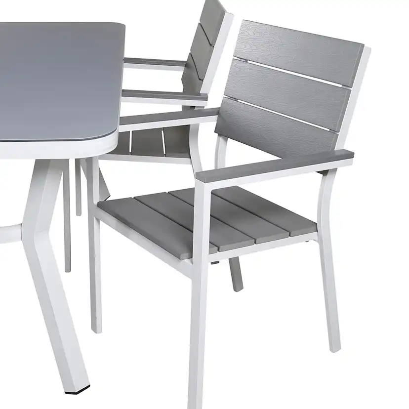 Matgrupp Venture Home Vyn med 4 Lede Stapelbara Matstolar