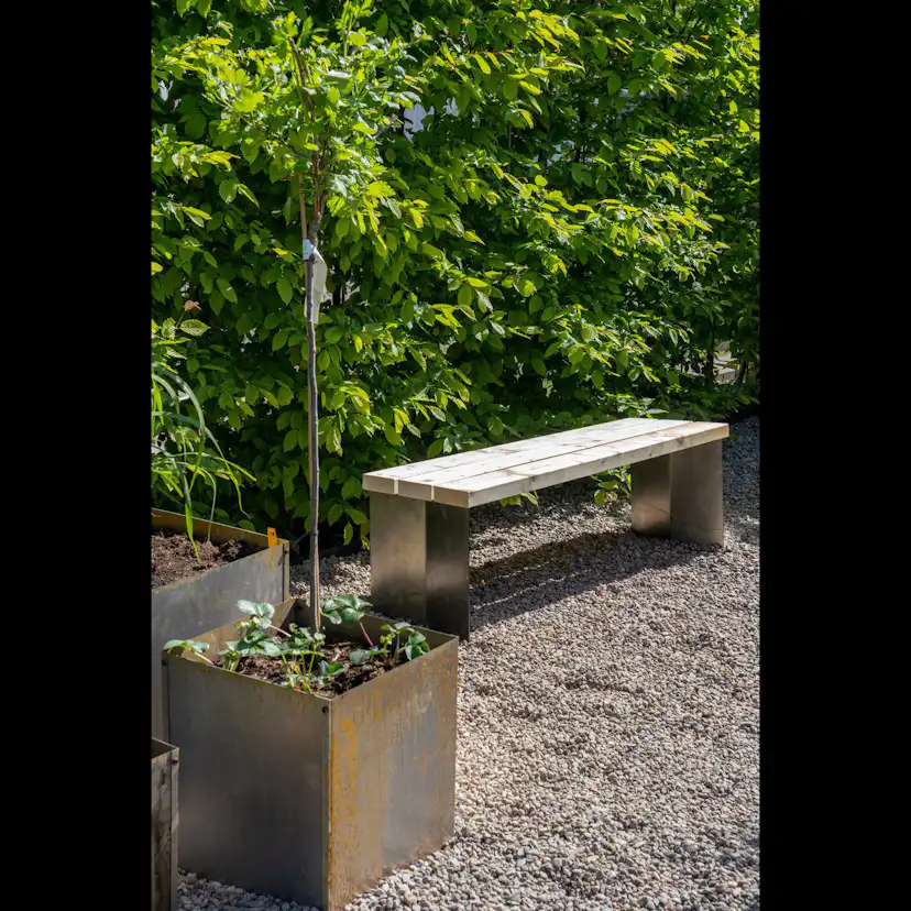 Parkbänk 2-pack bänkstativ corten Corten