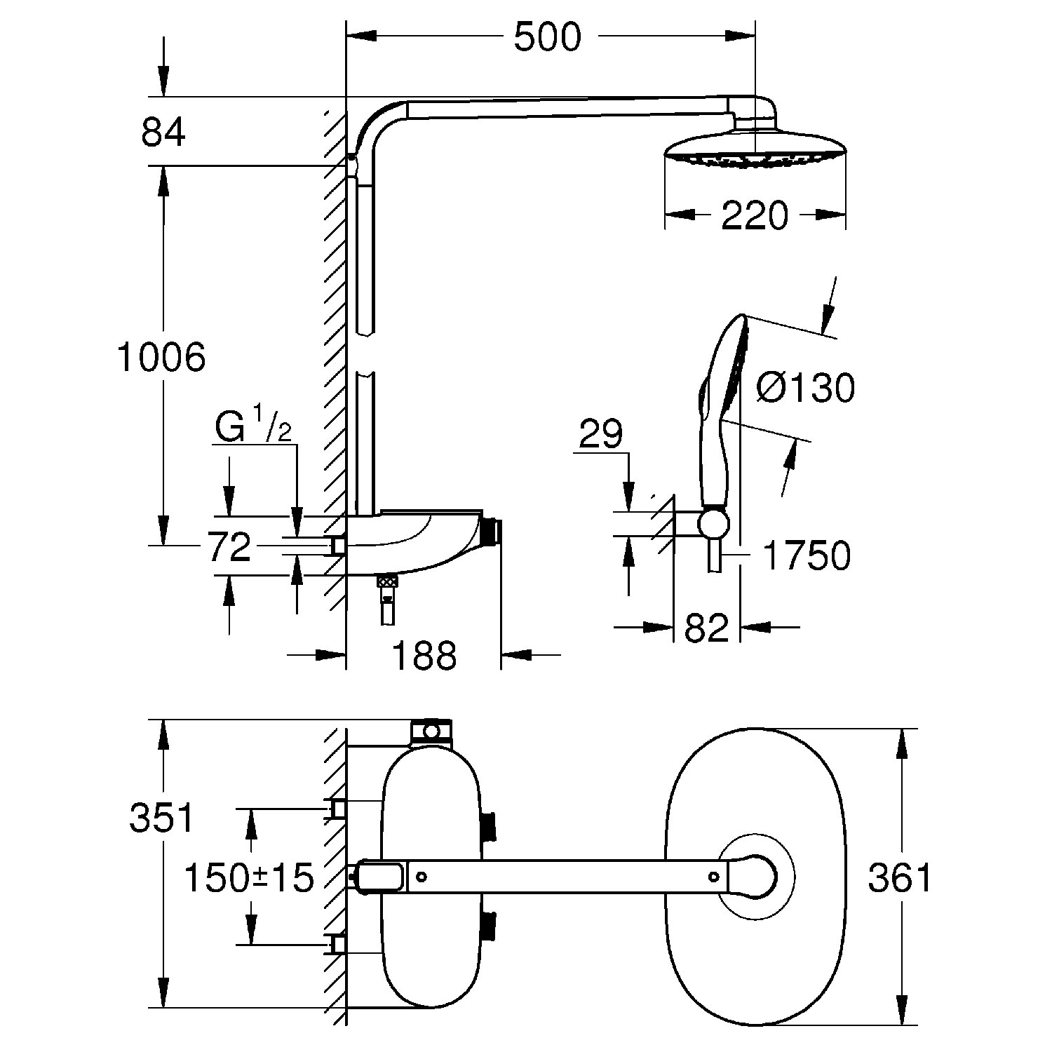 Takduschset Grohe Rainshower SmartControl 360 Mono 26361