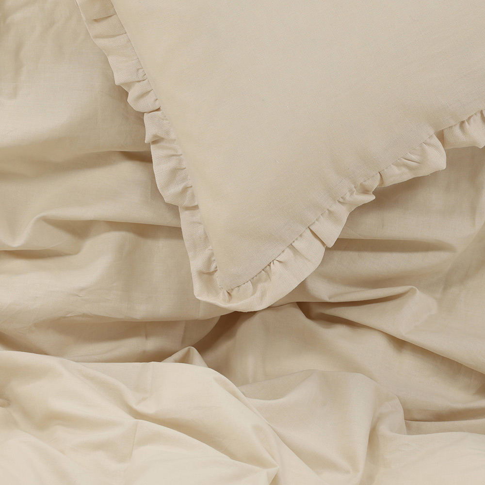 Lias Bed Set Cotton Linen Beige 150x200 cm Färg: Beige, Mått: 150x200 cm