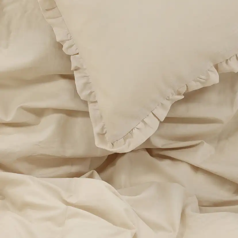 Lias Bed Set Cotton Linen Beige 150x200 cm Färg: Beige, Mått: 150x200 cm