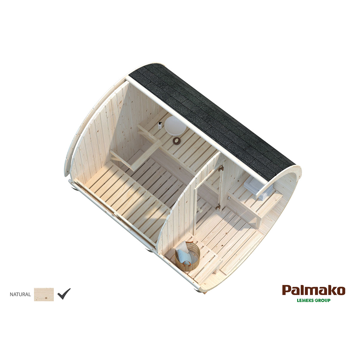 Bastutunna Palmako Anita Byggsats med Altan & Obehandlat Trä