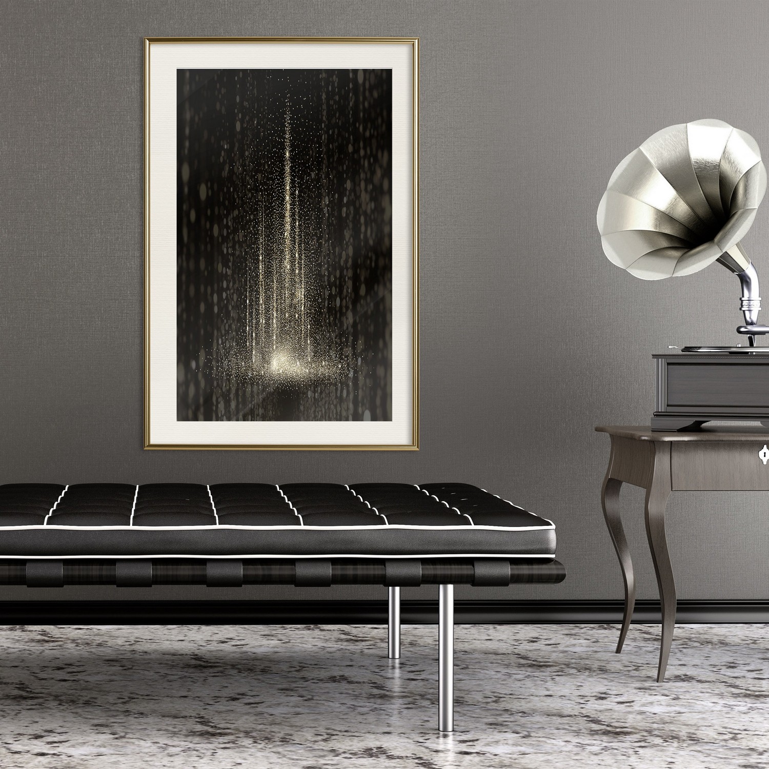 Affisch - Snowstorm [Poster] 40x60 Guld ram med passepartout, 40x60 cm
