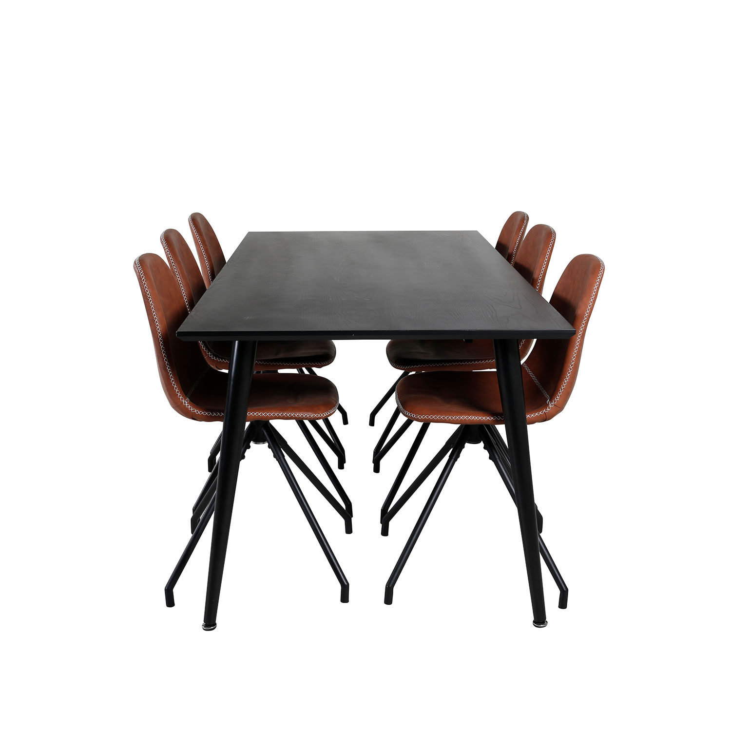 Matgrupp Venture Home Dipp Fyrkantigt Matbord 180 cm & 6 Polar Spin Stolar