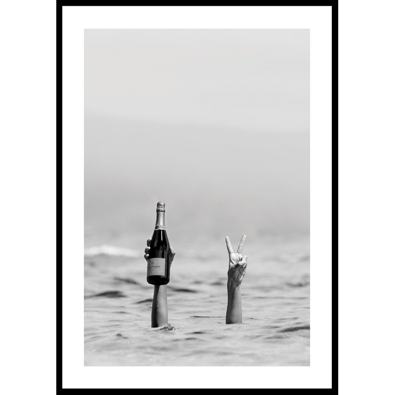 Poster Gallerix Champagne Victory B&W