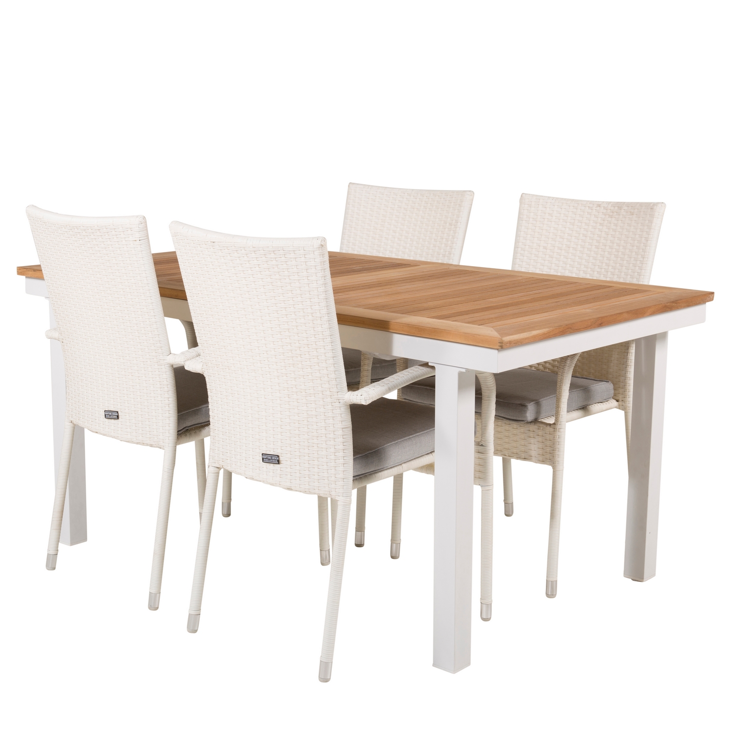 Panama Dining Table 160/240*90 - White Alu / Teak+Anna Arm C Vit/Natur, Blanka Ben