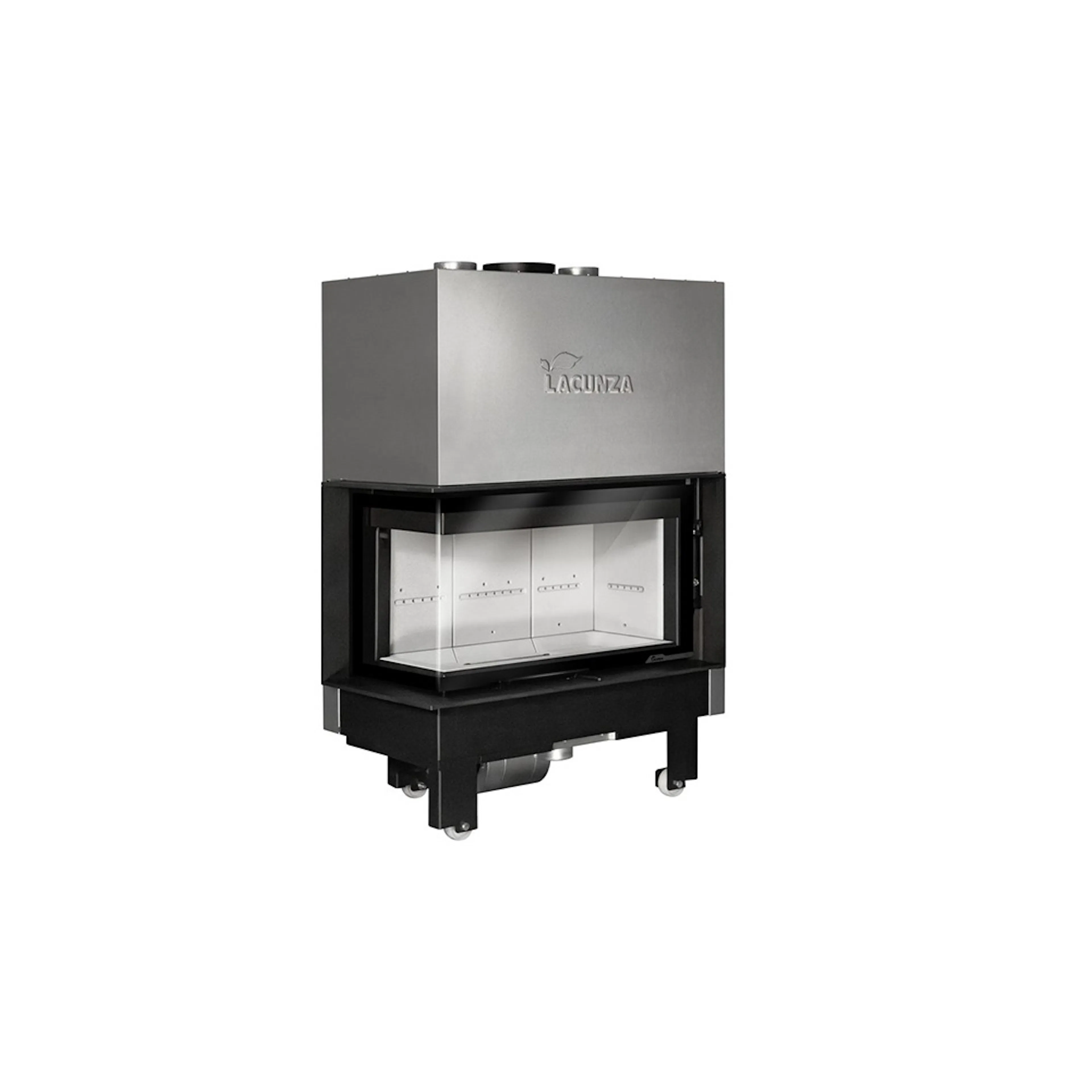 Öppen spis & kamin Lacunza Izaro 100 CLI/CLD Glas två sidor Färg: Vit, Glas: Till Vänster, Med turbinfläkt