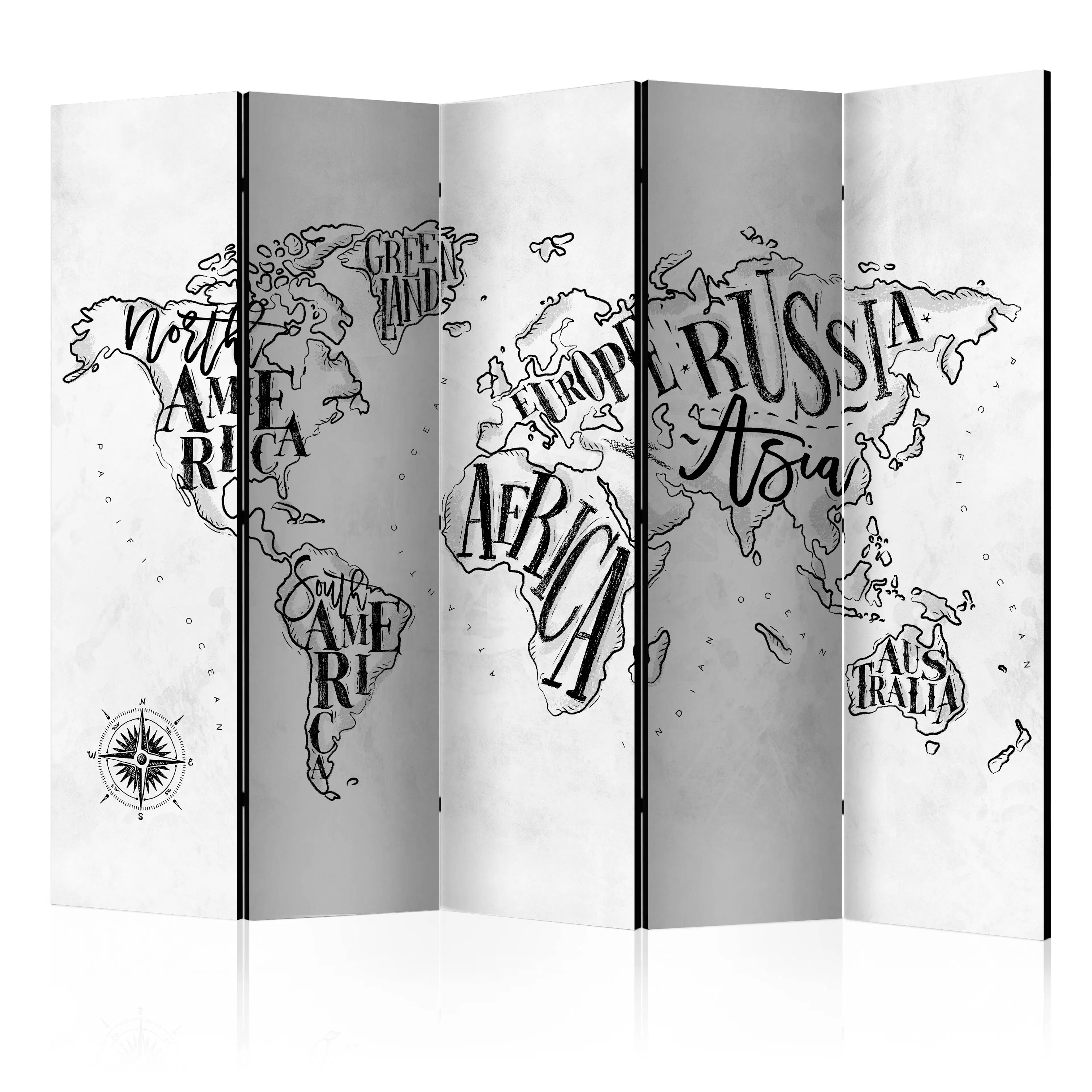Rumsavdelare Skärmvägg Arkiio Retro Continents Grey II 225x172 cm